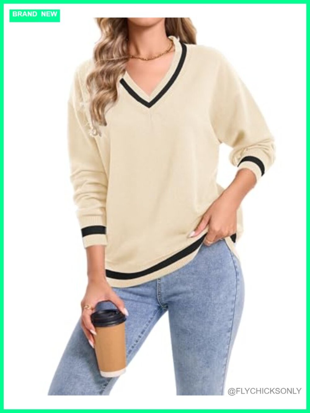 V Neck Cozy Lightweight Pullover Sweater Long Sleeve